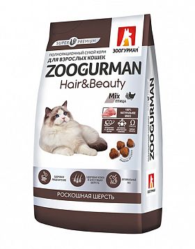 Зоогурман Hair & Beaute сухой крм для кожи и шерсти кошек (ПТИЦА)
